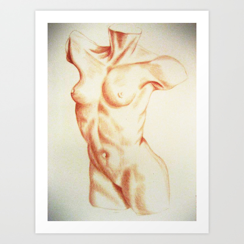 Female Torso Sketch Art Print By Alyxashton Society6