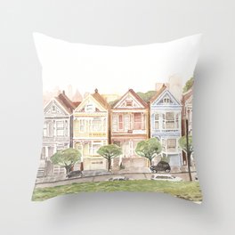 Painted Ladies on our Wedding Day Throw Pillow