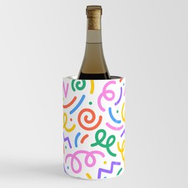 Fun colorful line doodle seamless pattern Wine Chiller