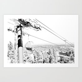 Chairlift // Mountain Ascent Black and White City Photograph Art Print
