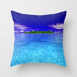 Shimmering Tropical Caribbean Island Waters Throw Pillow
