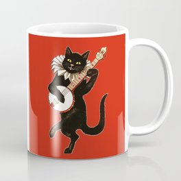 Black Cat for Halloween with Red Coffee Mug