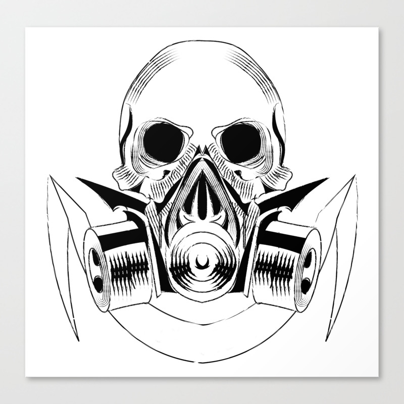 Skull Wearing A Gas Mask Vector With Signature Canvas Print By Anastasiyacemetery Society6