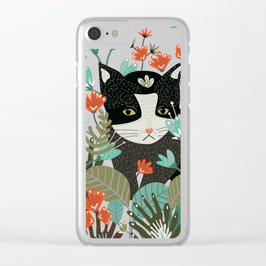 Curious Cat Clear iPhone Case