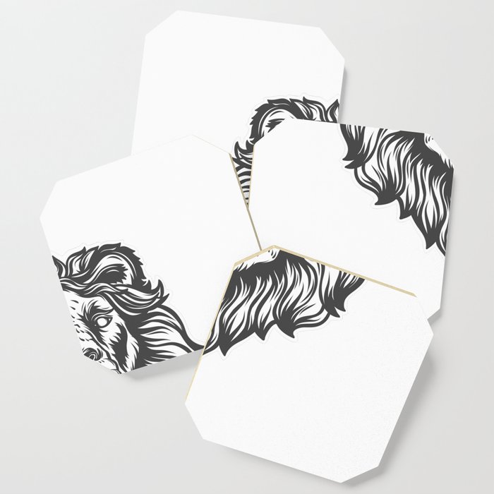 Lion Head Vector Illustration Coaster