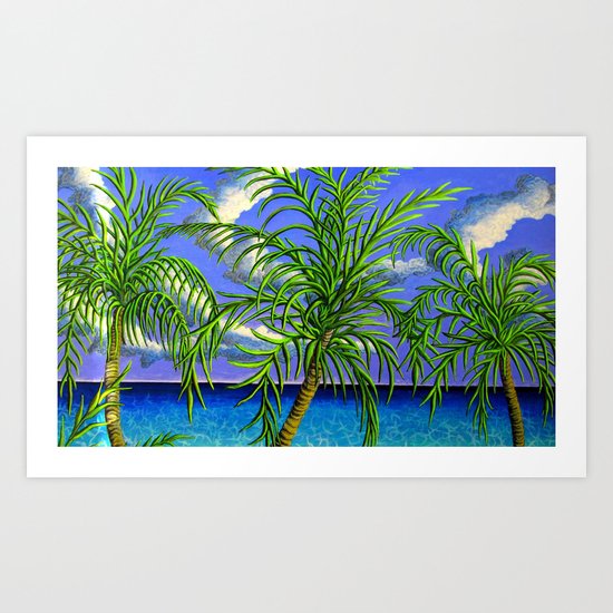 palms and sea Art Print