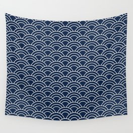 Japanese wave pattern / Seigaiha / Navy blue Wall Tapestry