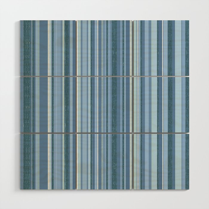 Blue Stripes Pattern Wood Wall Art