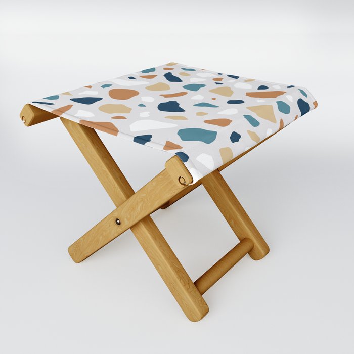 Multicolor Mid Century Terrazzo  Folding Stool