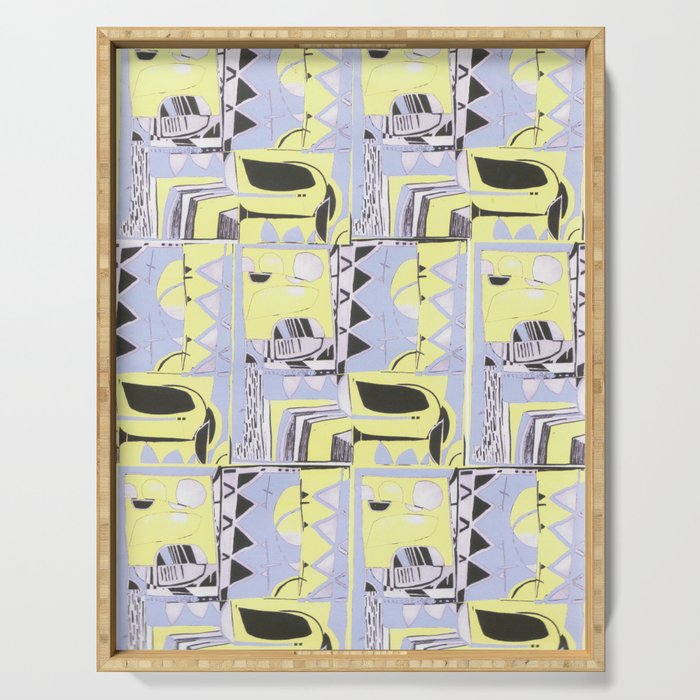 Grey and Yellow Windows Serving Tray