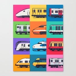 World Trains Grid Pattern Canvas Print