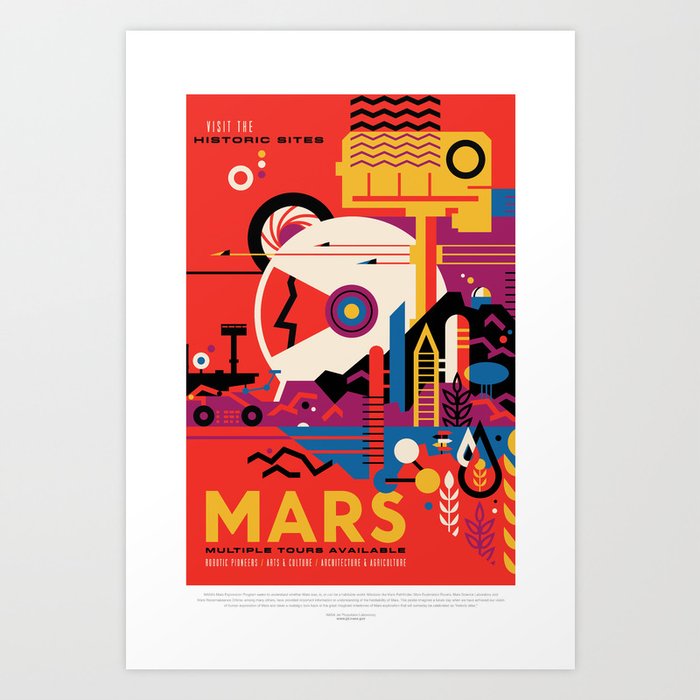 Retro Mars Vacation Ad from NASA Art Print