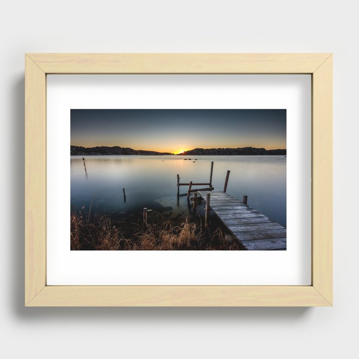 Sunset Over Old Pier Recessed Framed Print