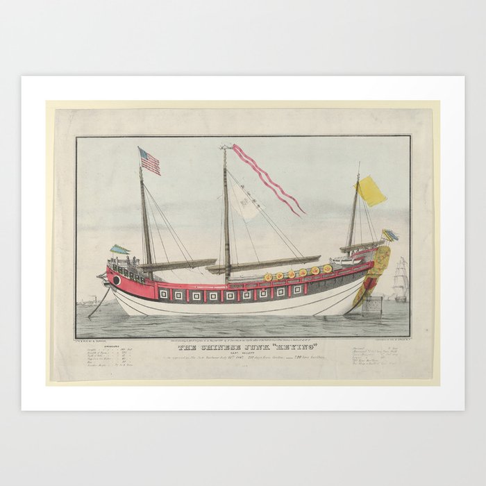 The Chinese Junk Keying–Captain Kellett–As she appeared in New York harbour July 13th, 1847–212 days Art Print