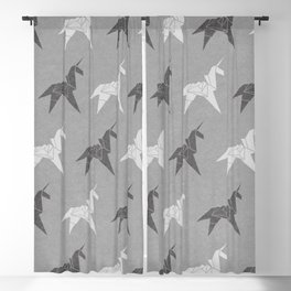 Origami Unicorn Grey Blackout Curtain