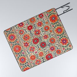 Kermina Suzani Uzbekistan Embroidery Print Picnic Blanket