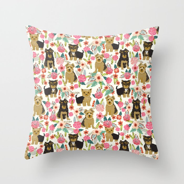 Yorkshire Terrier cute florals must have gifts for dog lover yorkie owners delight secret gifts art Throw Pillow