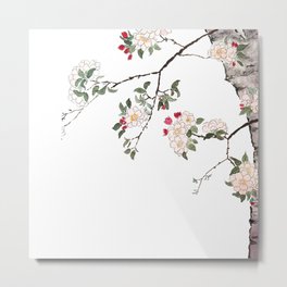 pink cherry blossom Japanese woodblock prints style Metal Print