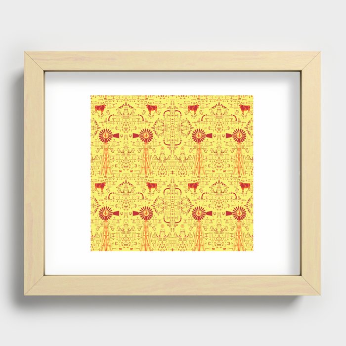 Cows and windmills Recessed Framed Print