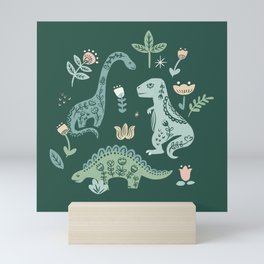 Folk Floral Dinosaur Mini Art Print