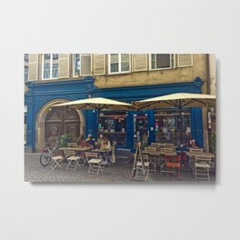Sunday morning at the Cafe in Strasbourg Metal Print