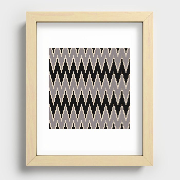 Chevron Pattern 522 Black and Gray Recessed Framed Print