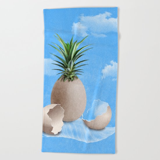 EGGS ON A FEATHER (surreal abstract) Beach Towel