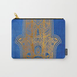 Elegance Hamsa Hand Metallic Gold Royal Blue Carry-All Pouch