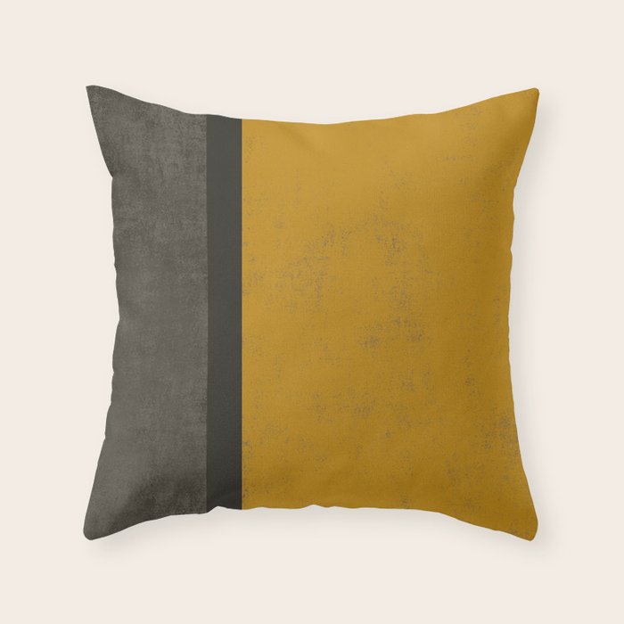 Abstract mustard grey Throw Pillow by ARTStudio88design Society6