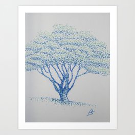 red maple in blue/green Art Print | Illustration, Nature 