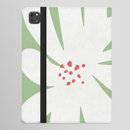 White Chrysanthemum on Green iPad Folio Case