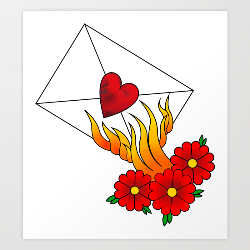 Burning Love Letter Art Print By Blankgeneration Society6