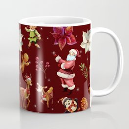 Joyful Christmas Santa Elfs Deers Coffee Mug