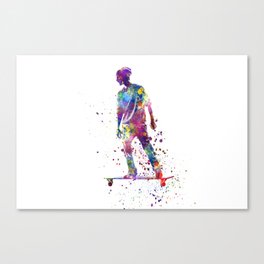Young skater in watercolor Canvas Print
