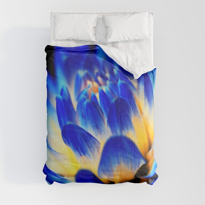 Dahlia Flower In Royal Blue Comforter