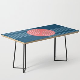 Mid Century Modern Geometric 181 in Midnight Blue Coral Coffee Table