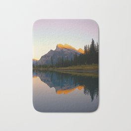 Mt. Rundle Bath Mat | Banff, Digital, Daytrip, Rockies, Mountains, Reflection, Sunset, Canoetrip, Wanderlust, Samanthaartist 