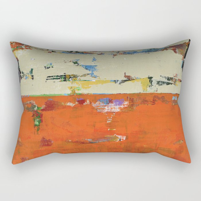 Roadrunner Bright Orange Abstract Colorful Art Painting Rectangular Pillow
