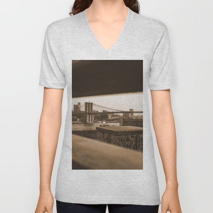 Brooklyn Bridge V Neck T Shirt