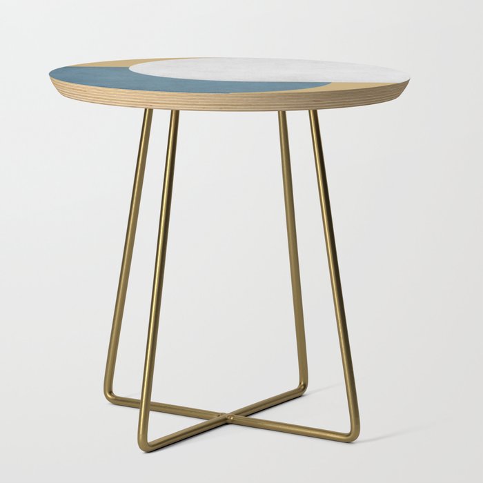 Halfmoon Colorblock - White Blue on Gold Side Table