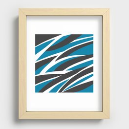 Abstract dark blue, black and white wave Recessed Framed Print
