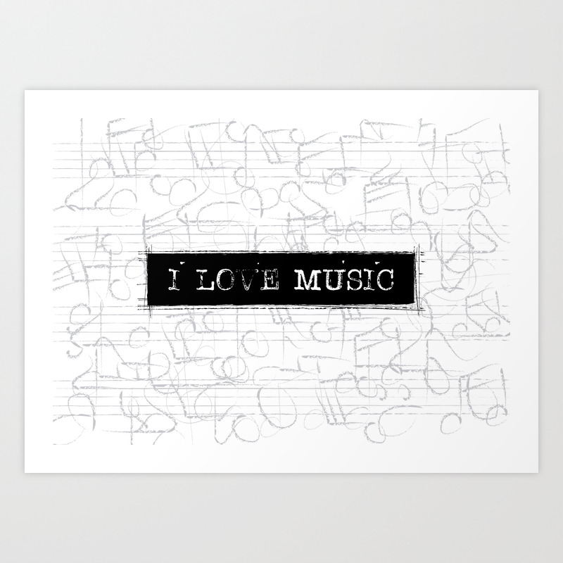 I Love Music Word Art Art Print By Kathleenwong Society6,Drawing Gorillaz Art Style