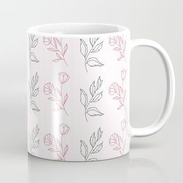 Pink and Gray Flower Pattern Coffee Mug
