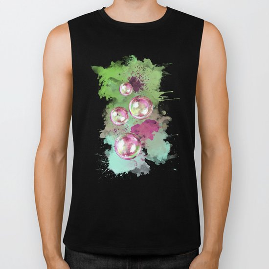 Soap bubbles in the sky watercolor painting Biker Tank