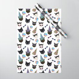 Festive Birthday Cat Party Wrapping Paper