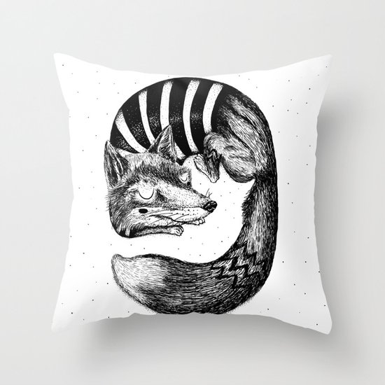 Sleepy Fox Throw Pillow