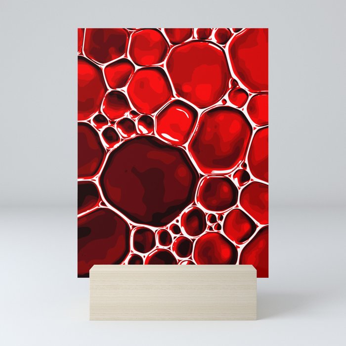 Crimson Oil Abstract Bubbles Mini Art Print