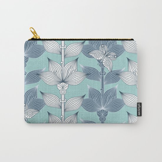 WHITE AND BLUE FLOWERS Carry-All Pouch