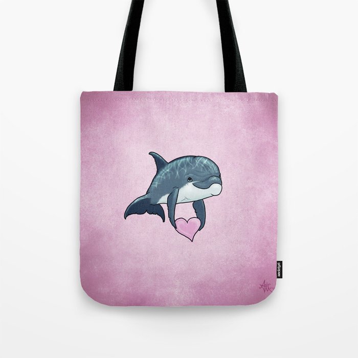 Love Ya! ~ Baby Dolphin by Amber Marine ~ Pink ~ (Copyright 2014) Tote Bag