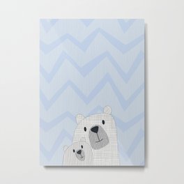 Mother and Baby Polar Bears // nursery Metal Print